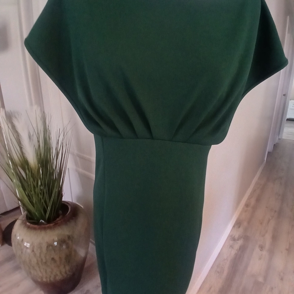 Calvin Klein Emerald Green Cap-Sleeve Sheath Dress Sz 12 - Picture 3 of 10